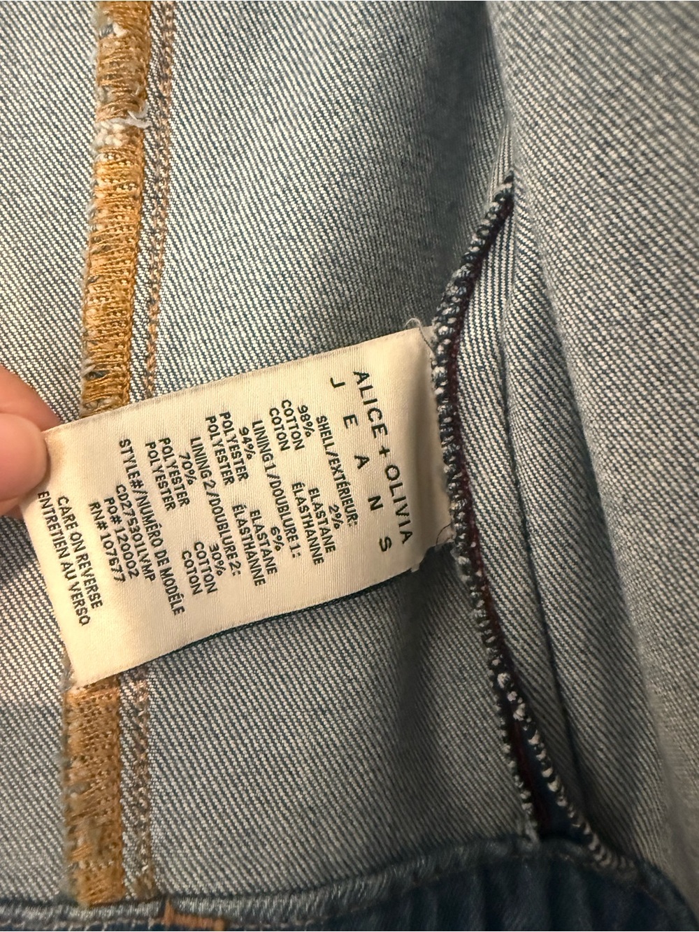 Alice + Olivia “Gorgeous” Denim Jumpsuit w Raw Hem, Size 27 - Picture 7 of 12
